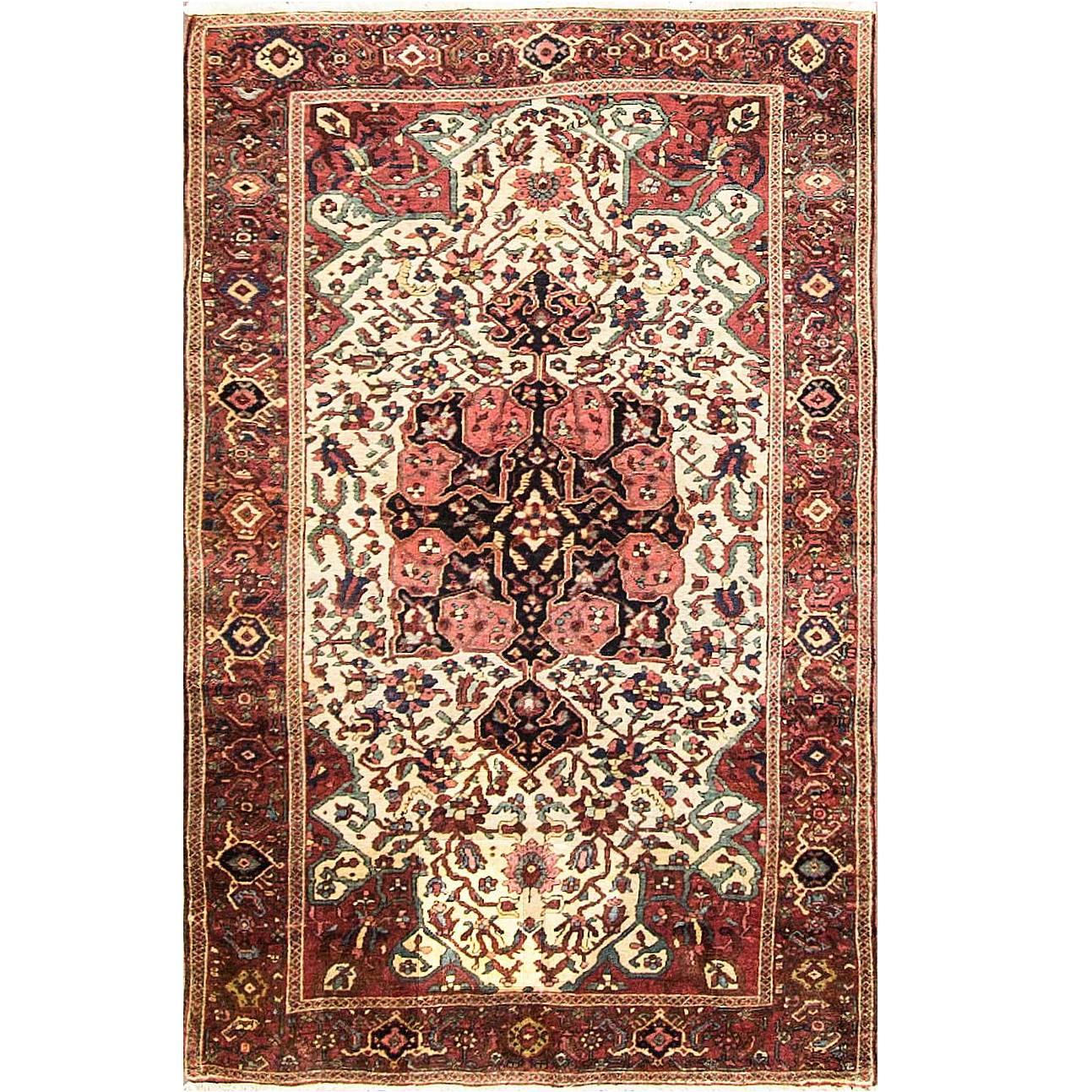  Antique Persian Feraghan Sarouk Rug, 3'4" x 5'2", Free Shipping For Sale