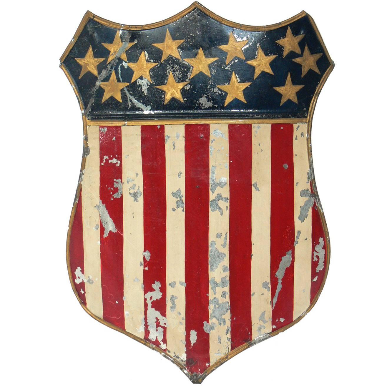 American Centennial Folk Art 13 Star Metal Shield Documented PA 1876