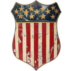 Antique American Centennial Folk Art 13 Star Metal Shield Documented PA 1876