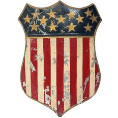 Antique American Centennial Folk Art 13 Star Metal Shield Documented PA 1876