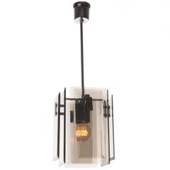 1970s Chome and Glass Pendant Attributed to Veca 1