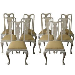 Harlequin Set of Ten ( 10 ) Antique Gustavian Style Limed Oak Dining Chairs 12