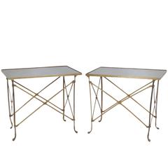 Pair of Directoire Style Slate Top Side Tables