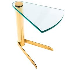 1970s Wedge-Shaped Occasional Table in Brass and Glass by Pace Furniture 9