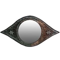 Large Eye Shape Moroccan Mirror, Resin and Camel Bone Inlaid