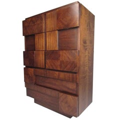 Lane Altivista Brutalist Highboy Dresser