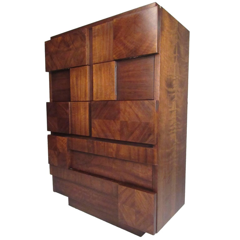 Lane Altivista Brutalist Highboy Dresser For Sale At 1stdibs