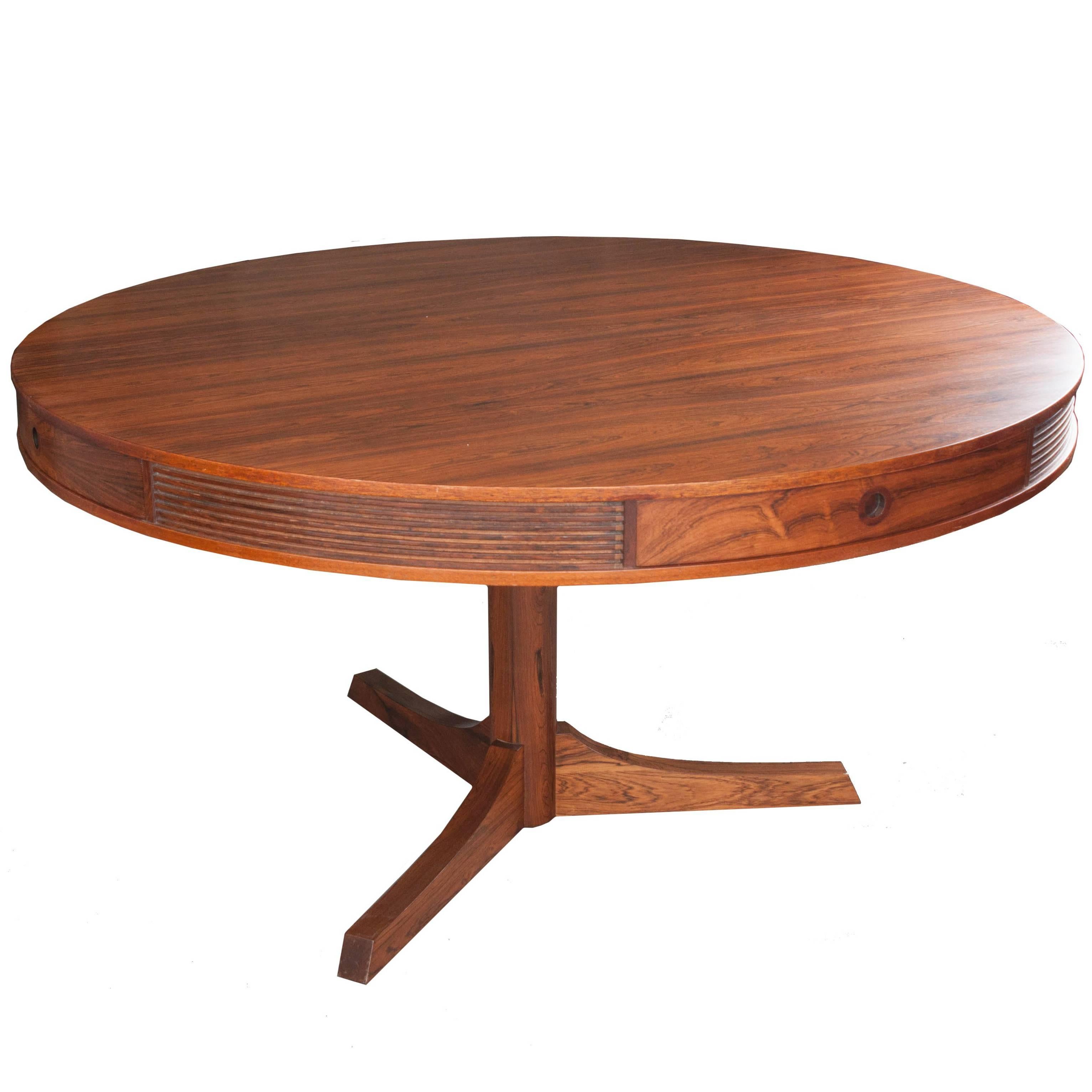English Mid-Century Rosewood Modernist Drum Table by Robert Heritage