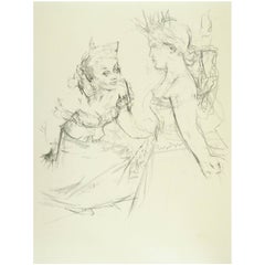 Jack Levine Original Lithograph, 1967, "Marianne and the Goddess of Liberty"