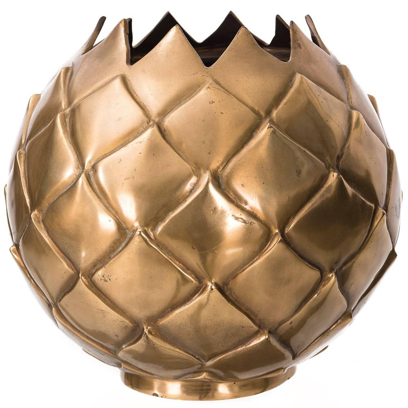 Large Brass Pineapple Vase For Sale