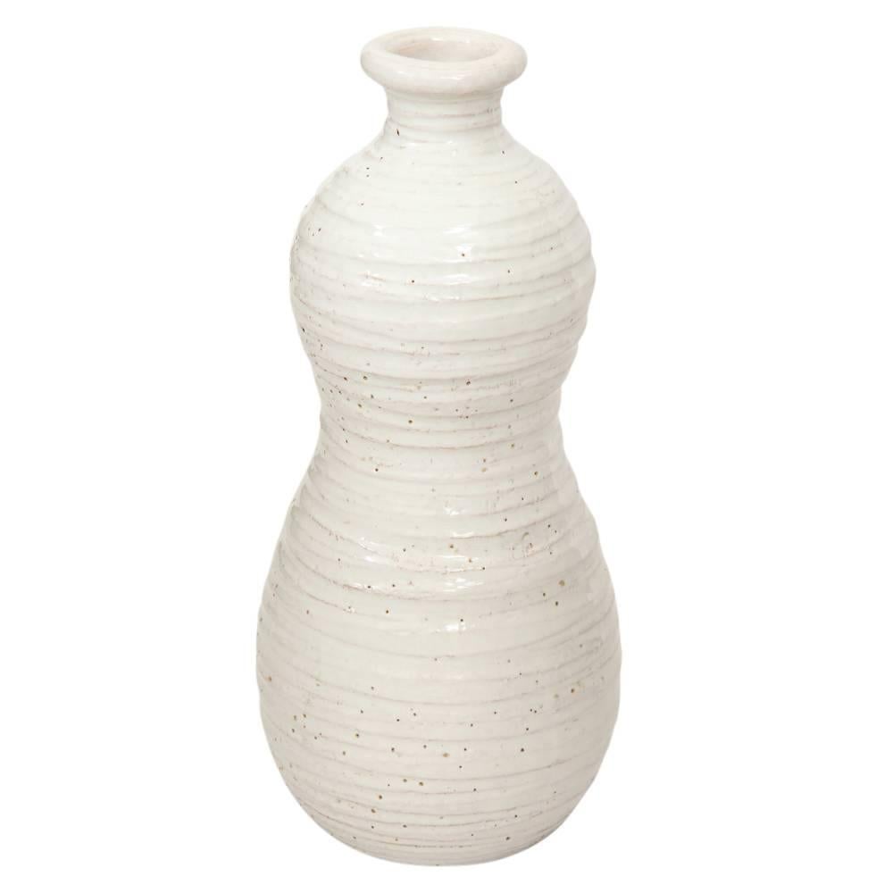 Bitossi Raymor Ceramic Vase White Signed, Italy, 1960s