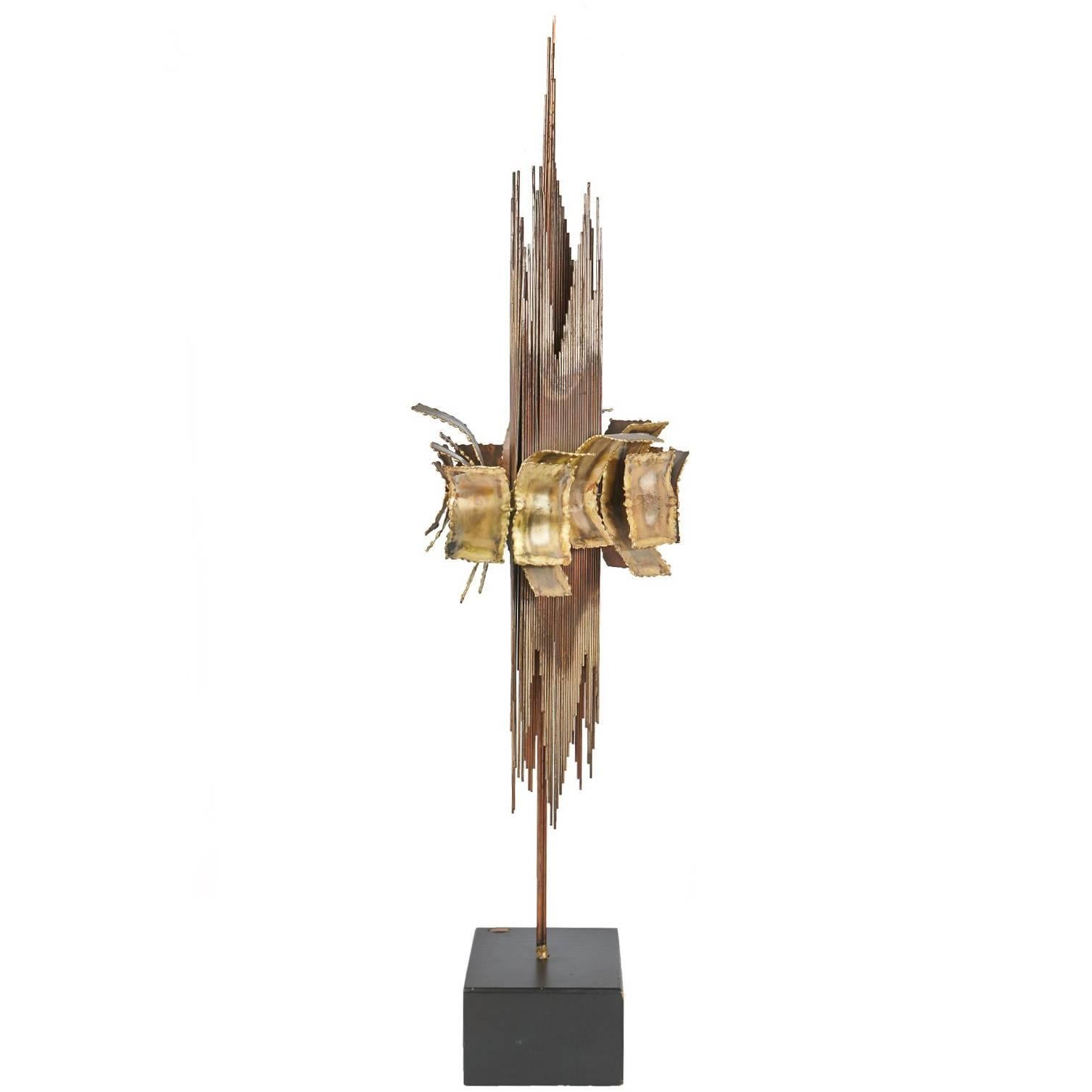 Brutalist Brass Sculpture by C. Jere Signed and Dated 1967 For Sale