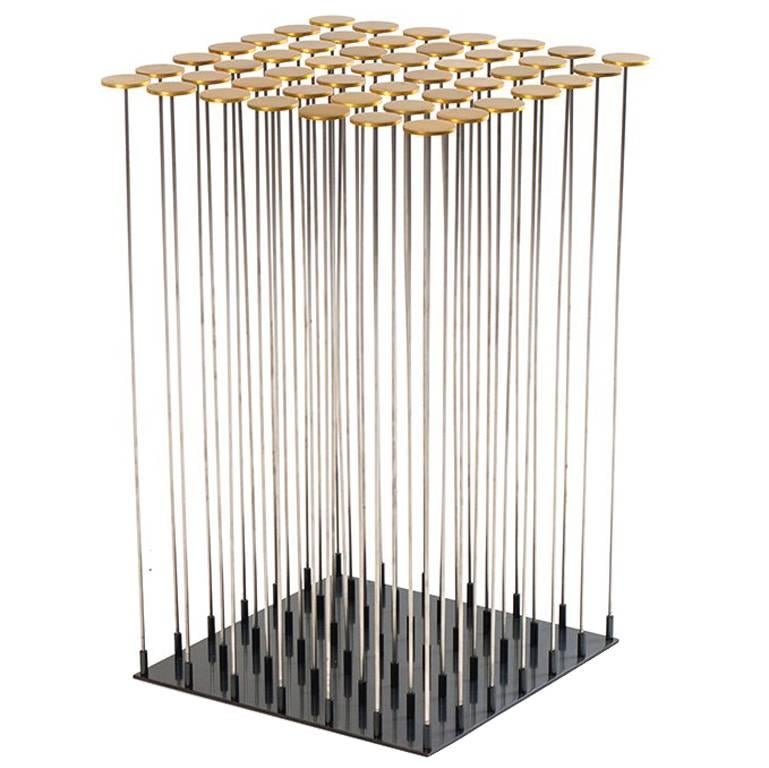 Dischi Side Table, Inspired by Harry Bertoia, Made of Brass and Stainless Steel For Sale