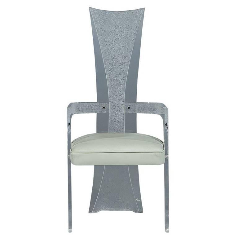 High Back Frosted Lucite Armchair