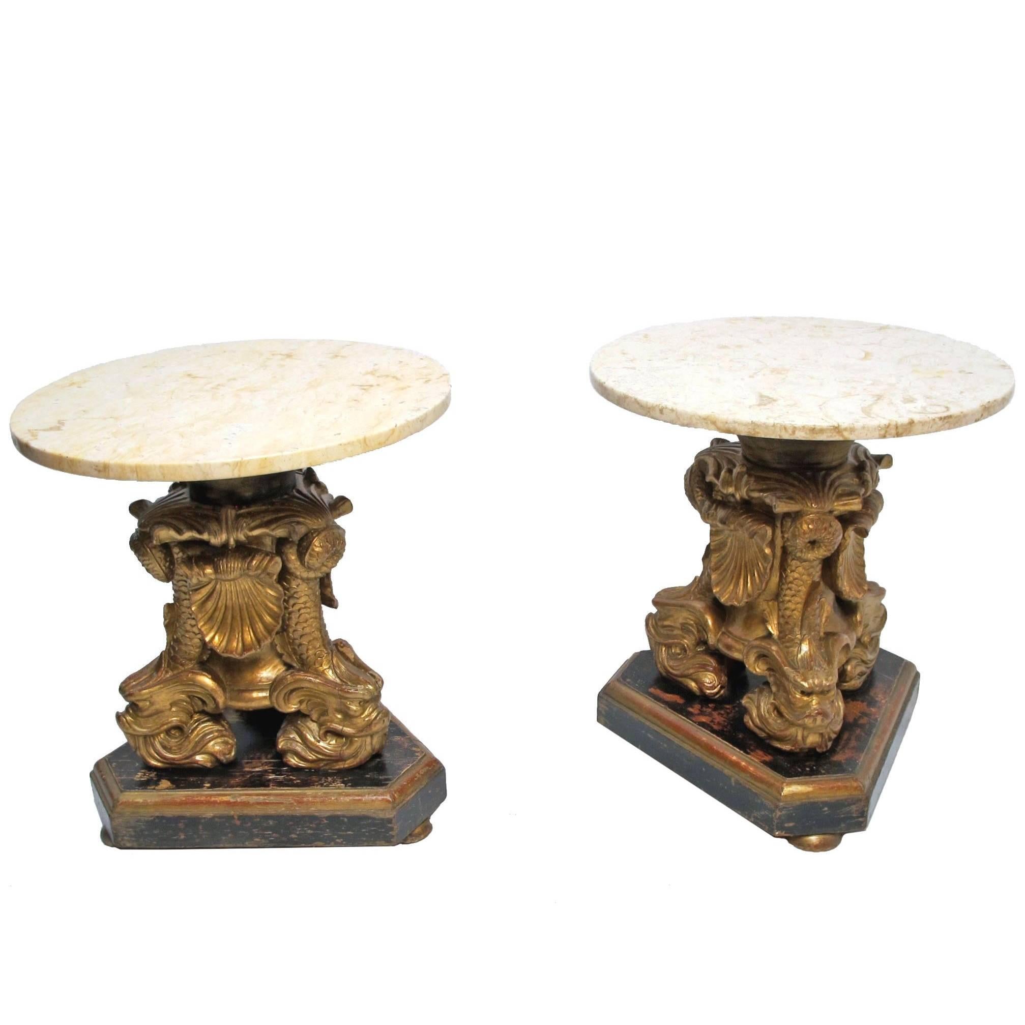 19th Century Italian Giltwood Side Tables
