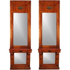 Pair of Massive Used Danish Biedermeier Pier Console Mirrors