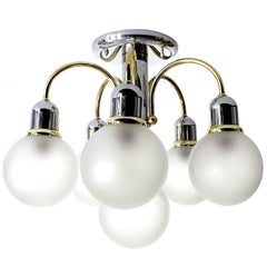 MidCentury Modern Honsel Globe Flush Pendant Light, Stilnovo Gio Ponti Era 