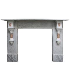 19th Century Victorian Pillared Carrara Marble Fireplace Surround 5