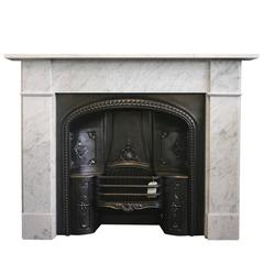 Antique Late Victorian Carrara Marble Fire Surround