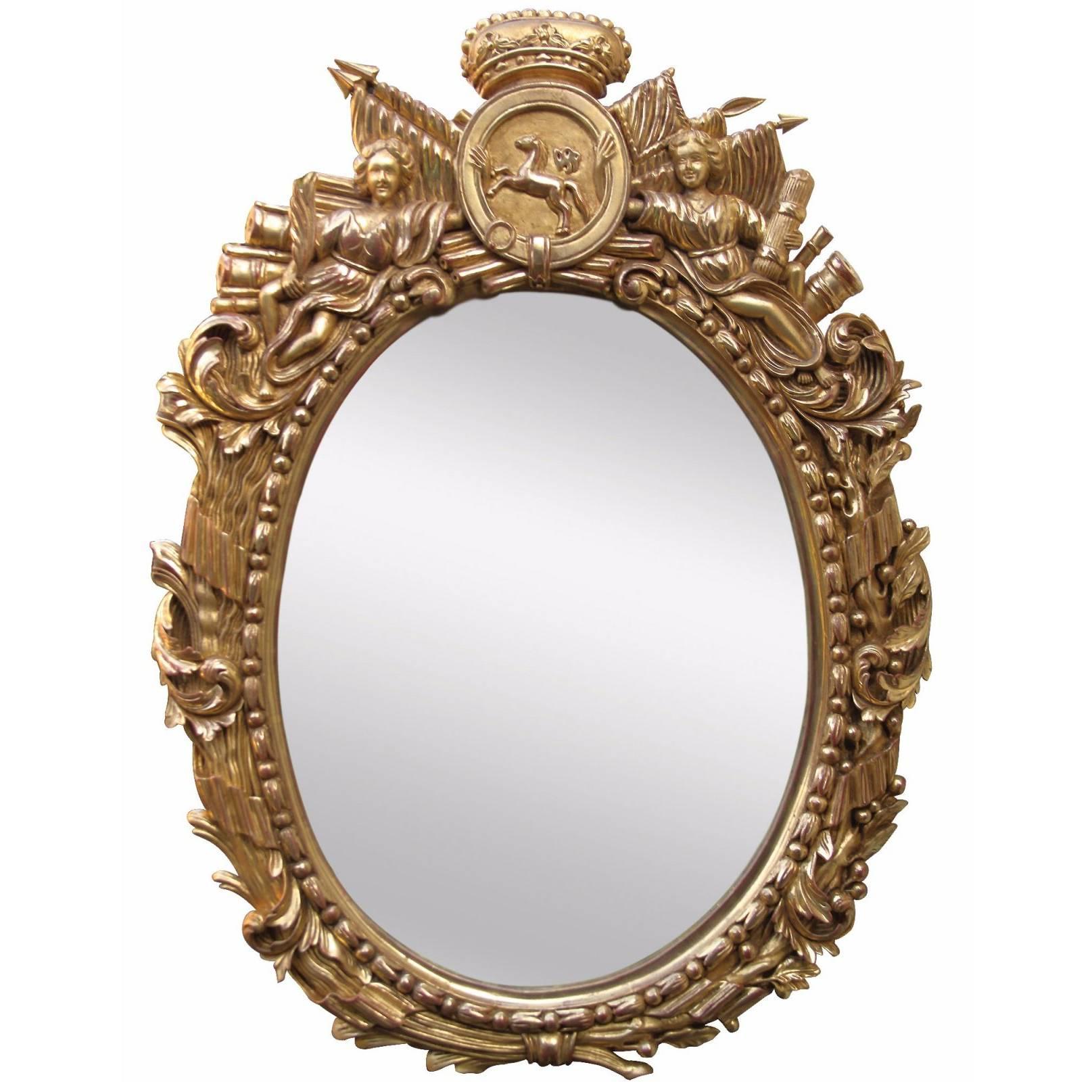 18th Century Military Style Water Gilded Mirror For Sale