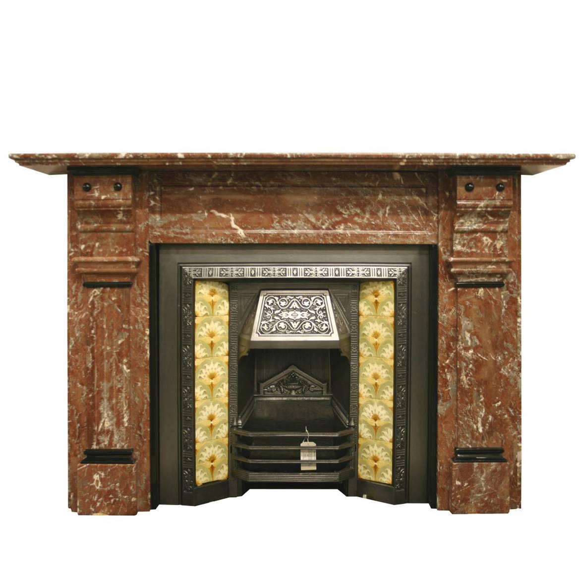 Substantial Victorian Rouge Marble Fireplace Surround