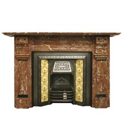 Antique Substantial Victorian Rouge Marble Fireplace Surround