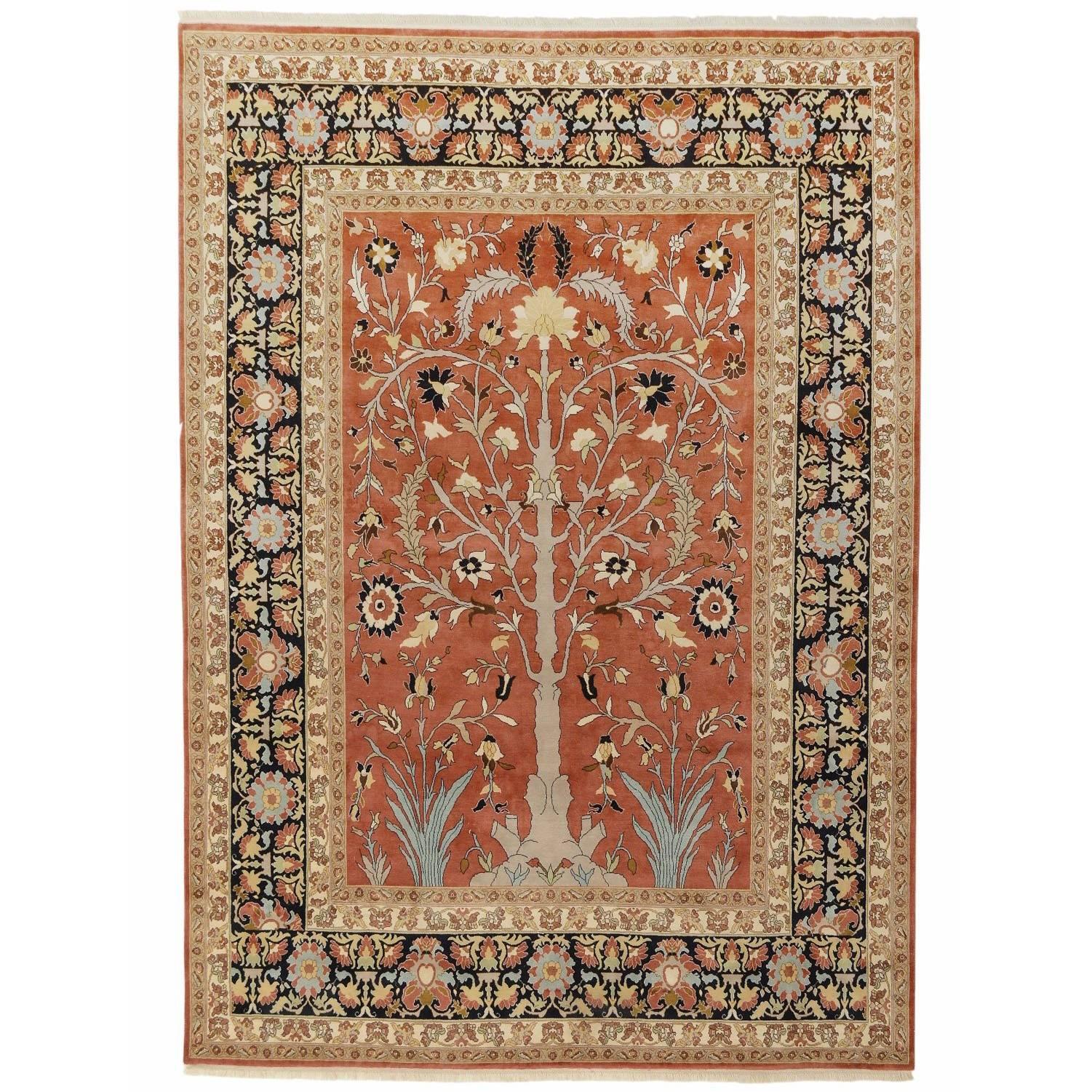 Tabriz Tree of Life Design Silk Pile Carpet For Sale