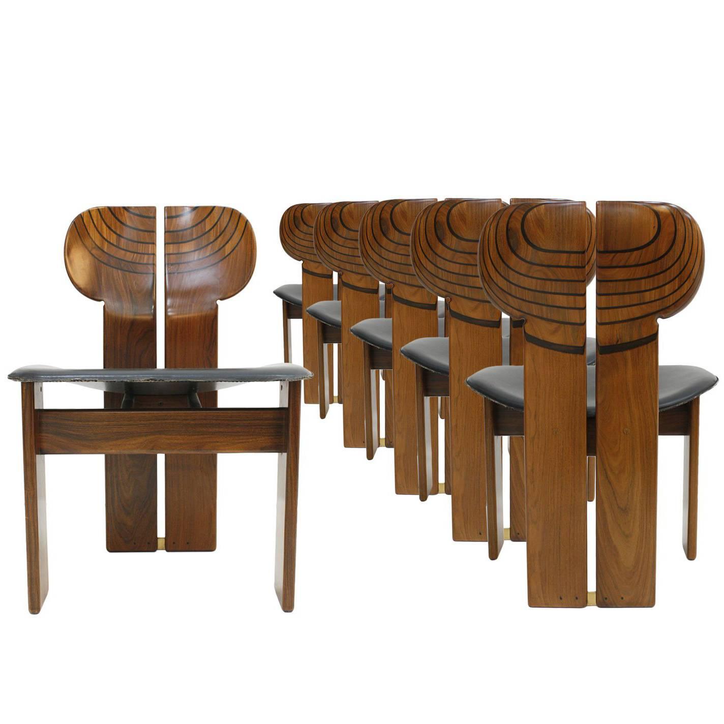 Set of Six "Africa" Chairs Designed by Afra and Tobia Scarpa and Edited, Maxalto