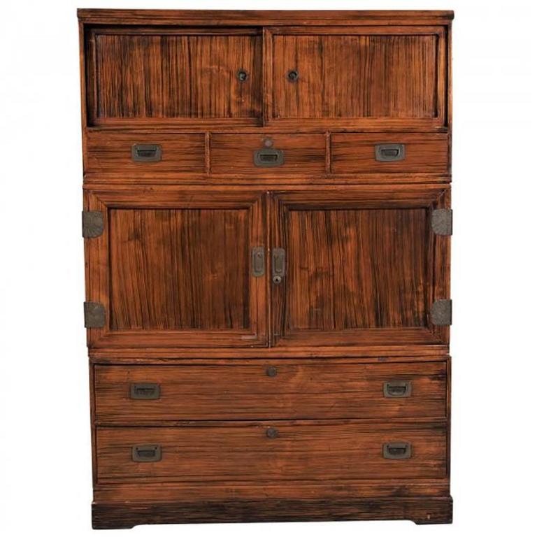 vintage exotic wood japanese cabinet or storage chest for sale at