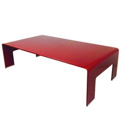 Vintage Calligaris 1923 Red Glass Waterfall Coffee Table