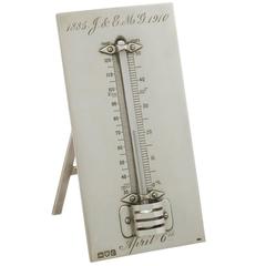 Antique Edwardian Sterling Silver Desk Thermometer