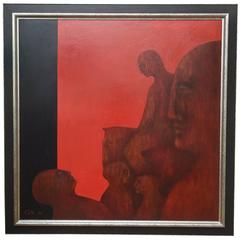 Vintage Natalie Cole Signed Oil on Board Painting "Lady Godiva" 6