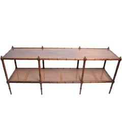 Table console en faux bambou et rotin de Baker Furniture