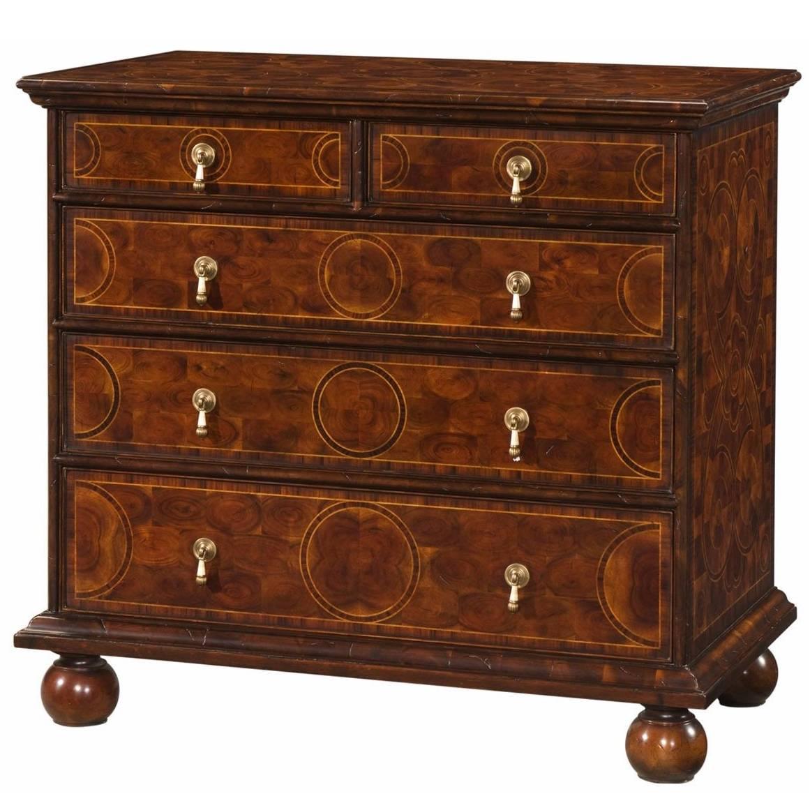Oyster Veneered Chest of Drawers For Sale