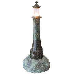 Vintage Tall Mid-20th Century Cornish Granite Lighthouse Lamp