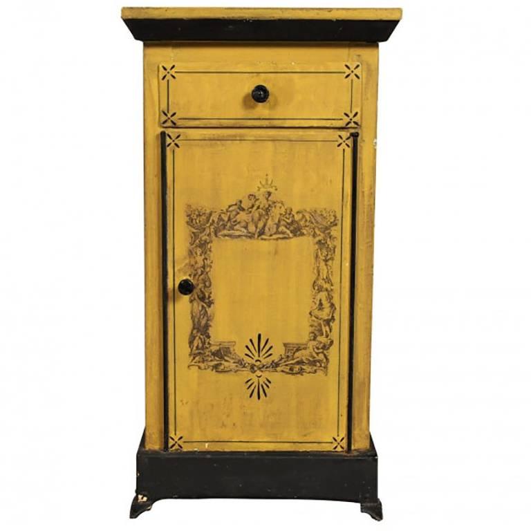 Antique French Mustard Tole Cabinet