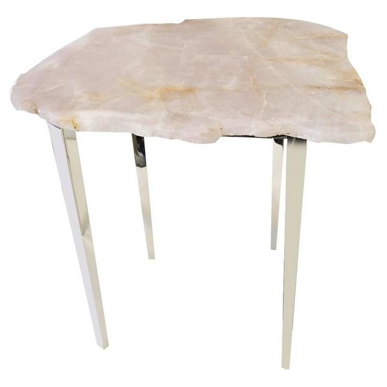 Small Pink Quartz Coffee Table For Sale