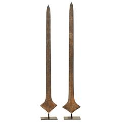 Beautifully Patinated African Tribal Sword Currencies of Iron on Custom Stands