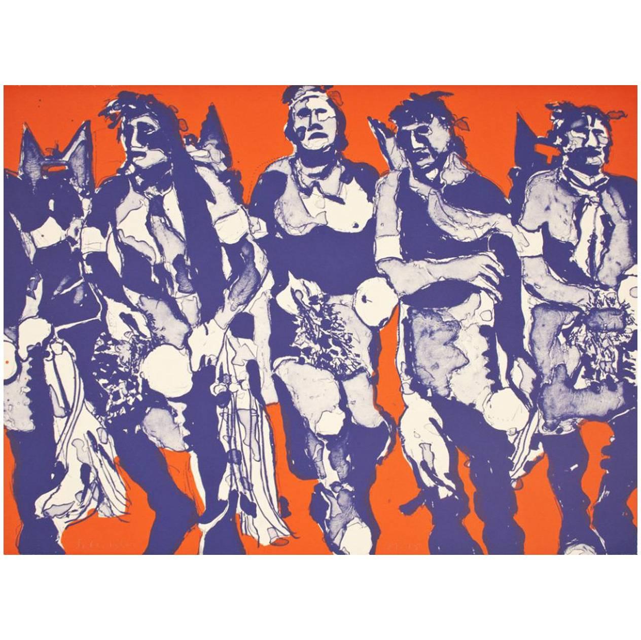 Hopi Dancers Lithograph, State 1, by Fritz Scholder Lithograph For Sale