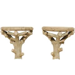 One of a Kind Faux-Bois Tree Branch Shaped Wall Brackets or Statues