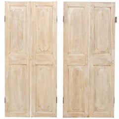 One Pair of Lovely French 19th Century Doors in Antiqued Beige and White Hues
