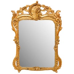 19th Century Italian Gold Painted Mirror with Gilding in Ornate Rococo Style