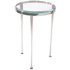 Ainslie Side Table, Nickle-Plated Steel with Star-Fire Edged Glass