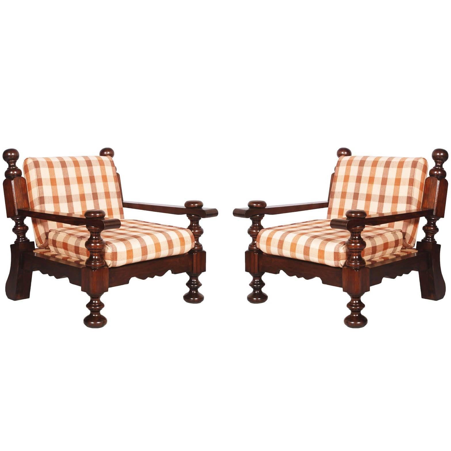 Mid 20TH Century Italian Tavern Country Armchairs in Solid Durmast