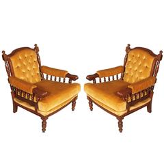 Mid-Century Modern Characteristics Italian Tavern Country Armchairs in Walnut 8