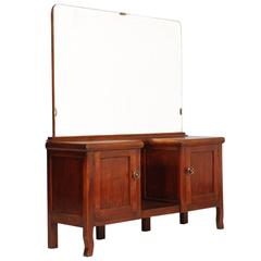 1930s Art Deco Entry Cabinet Console Table with Mirror in Walnut 2