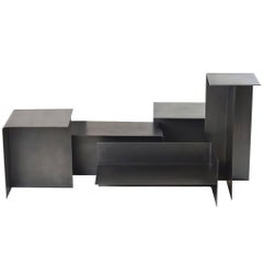 Modular T Tables for Cocktail and Coffee Table, Made of Darkened Stainless Steel