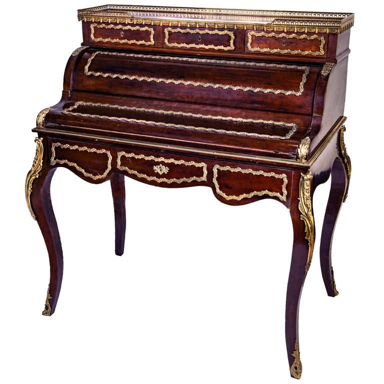 19th Century French 19th Century French Bonheur du Jour Napoleon III Mahogany Ladies Writing Desk - 19th Century French