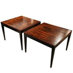 Large Beautiful Rosewood and Ebonized End Tables by Harvey Probber, 1960s