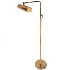 1960s Brass Plated & Cane Floor Lamp in the style of Paavo Tynell 4